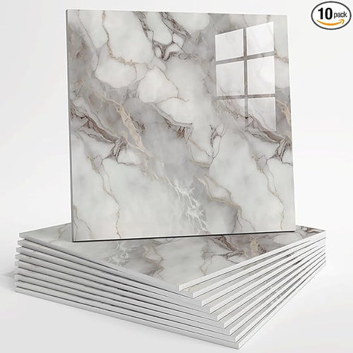 10pcs Peel and Stick Tile Shower Waterproof Marble Tiles Wall Panels, by Unknown