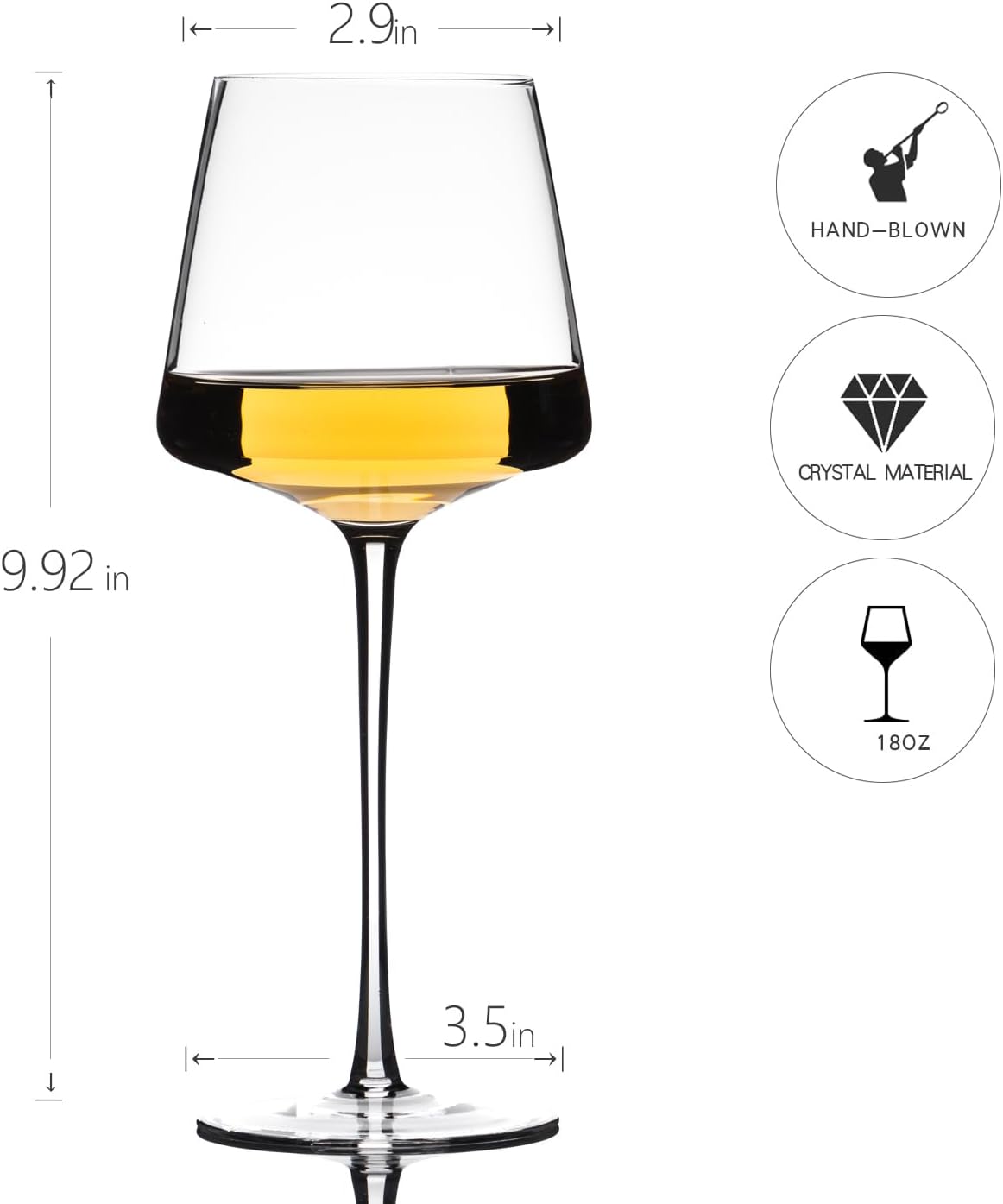 Hand Blown Red Wine Glasses Set of 4 – 23 oz Burgundy Wine Glasses With Long Stem – Large Premium Crystal Wine Glass – Unique Gift for Wedding, Anniversary, Mother’s Day – Clear Christmas, Birthday