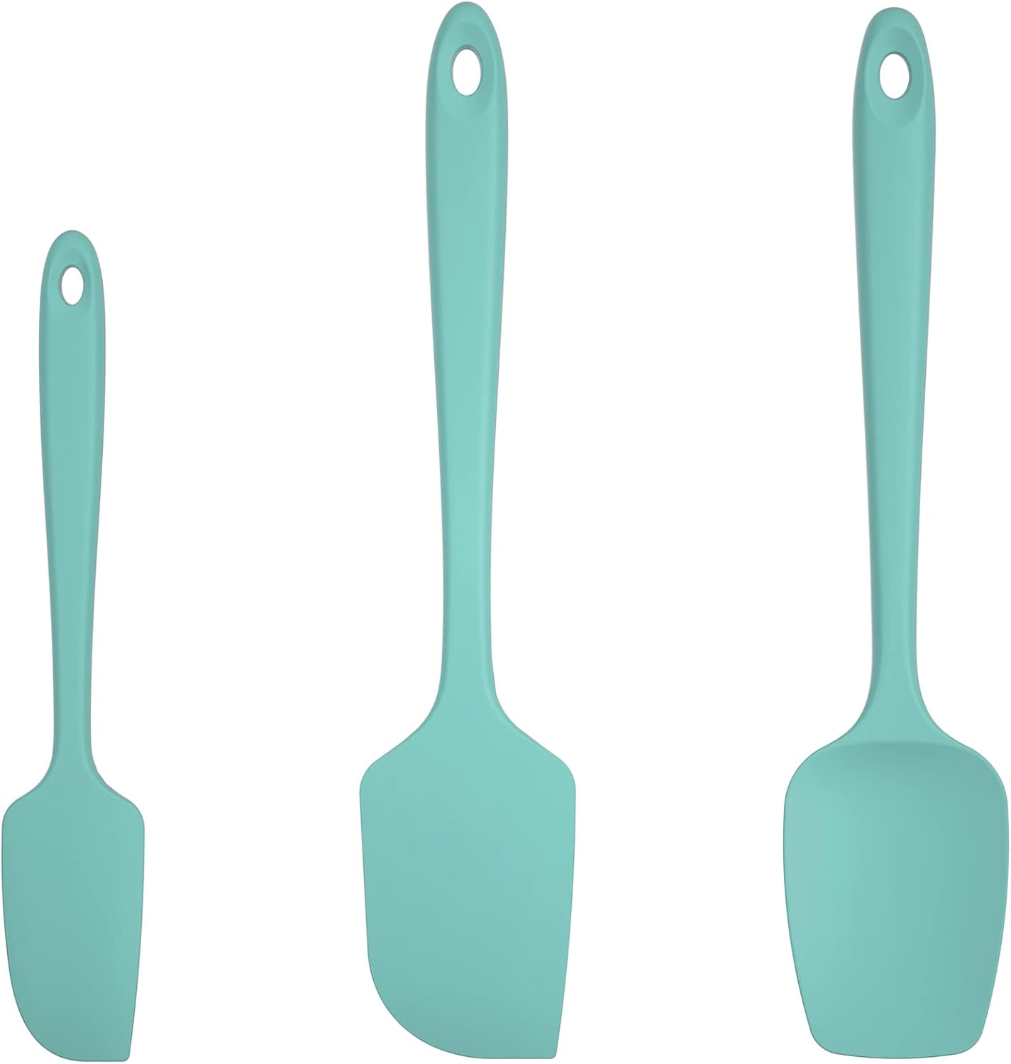 U-Taste Silicone Spatula Set, 600ºF High Heat Resistant, Seamless Food Grade Flexible Rubber Kitchen Cooking Mixing Baking Scraper for Nonstick Cookware Set of 3 (Aqua Sky)