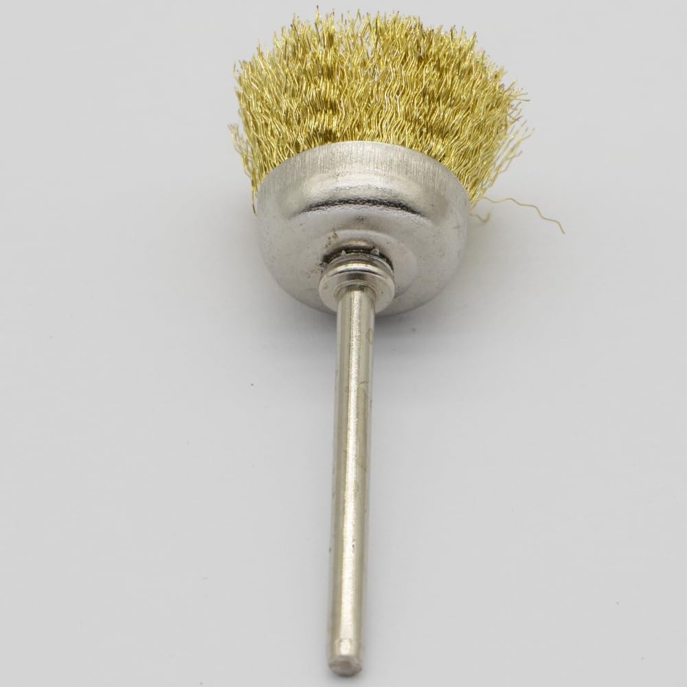 20PCS Brass Wire Brushes - Metal Rust Removal, Cleaning, and Polishing - 25mm Diameter, 1/8″ (3mm) Shaft - Removes Burrs, Dust, and Oxide Layer - Handles Rough Surfaces - Rotary Tool Accessories