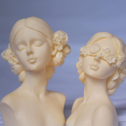 2 Pack Braid Girl Shape Portrait Candle Resin Mold - Resin Casting Silicone Molds for Home Decor & Candle Making Wave Spiral Mold