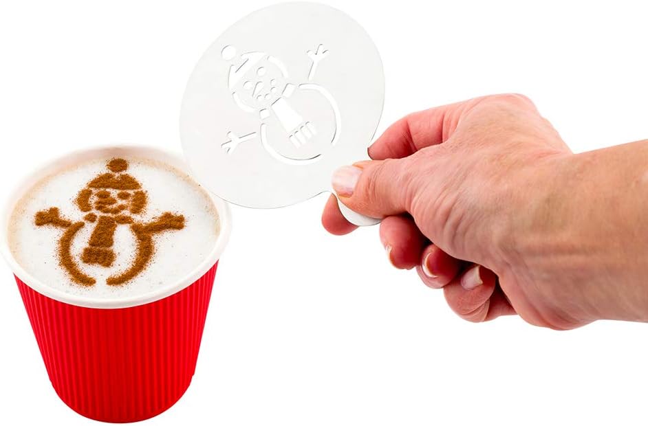 Restaurantware-Restpresso 4.35 Inch Latte Stencil, 1 Snowman Coffee Stencil - Winter Coffee Art Template, Decorate Cupcakes, Cakes, or Cookies, Stainless Steel Cappuccino Template, Heat-Resistant