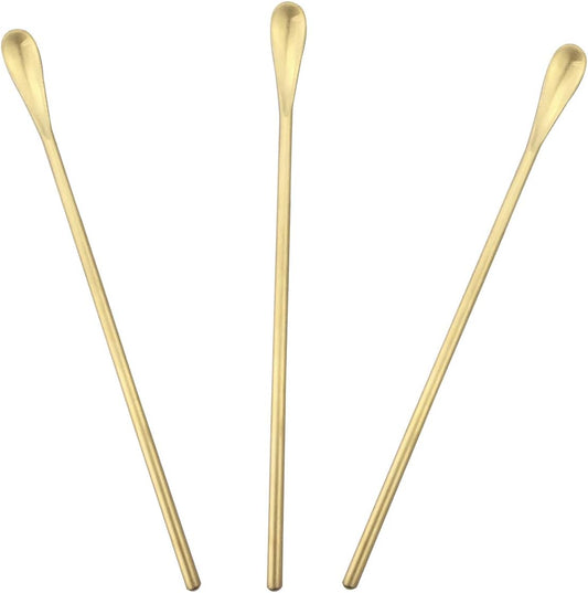 JASHII Gold Matte Long Handle Spoon Cocktail Mixing Stirring Spoons Iced Tea Coffee Spoons with 8.6 inch Long Handle Brushed SUS304 Stainless Steel, 3-Piece