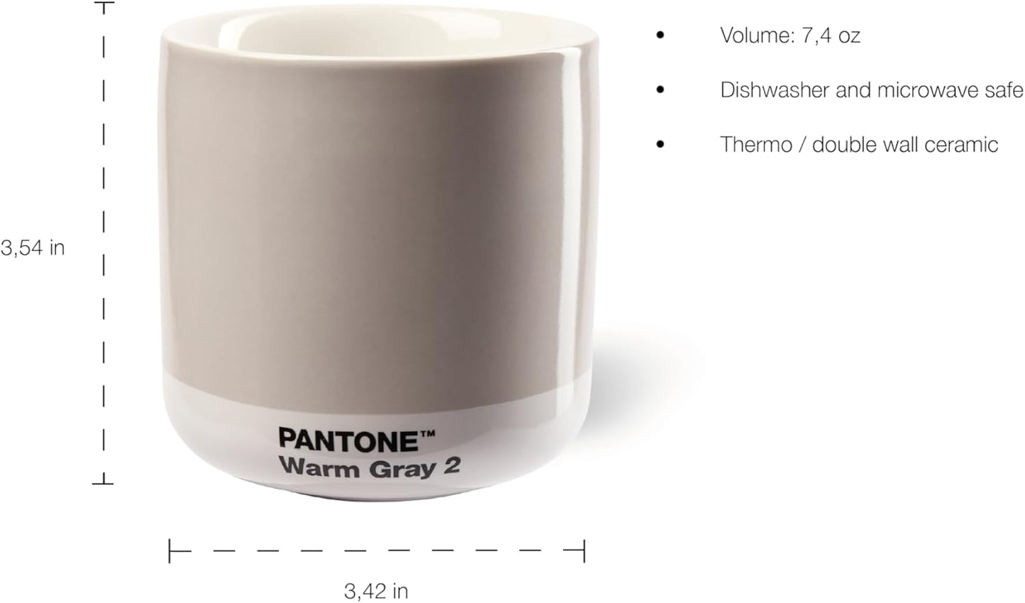 Copenhagen Design Pantone Latte Cup - Double Wall Thermo - Cappuccino Handleless Mug - 7.44oz/220ml, Black 419
