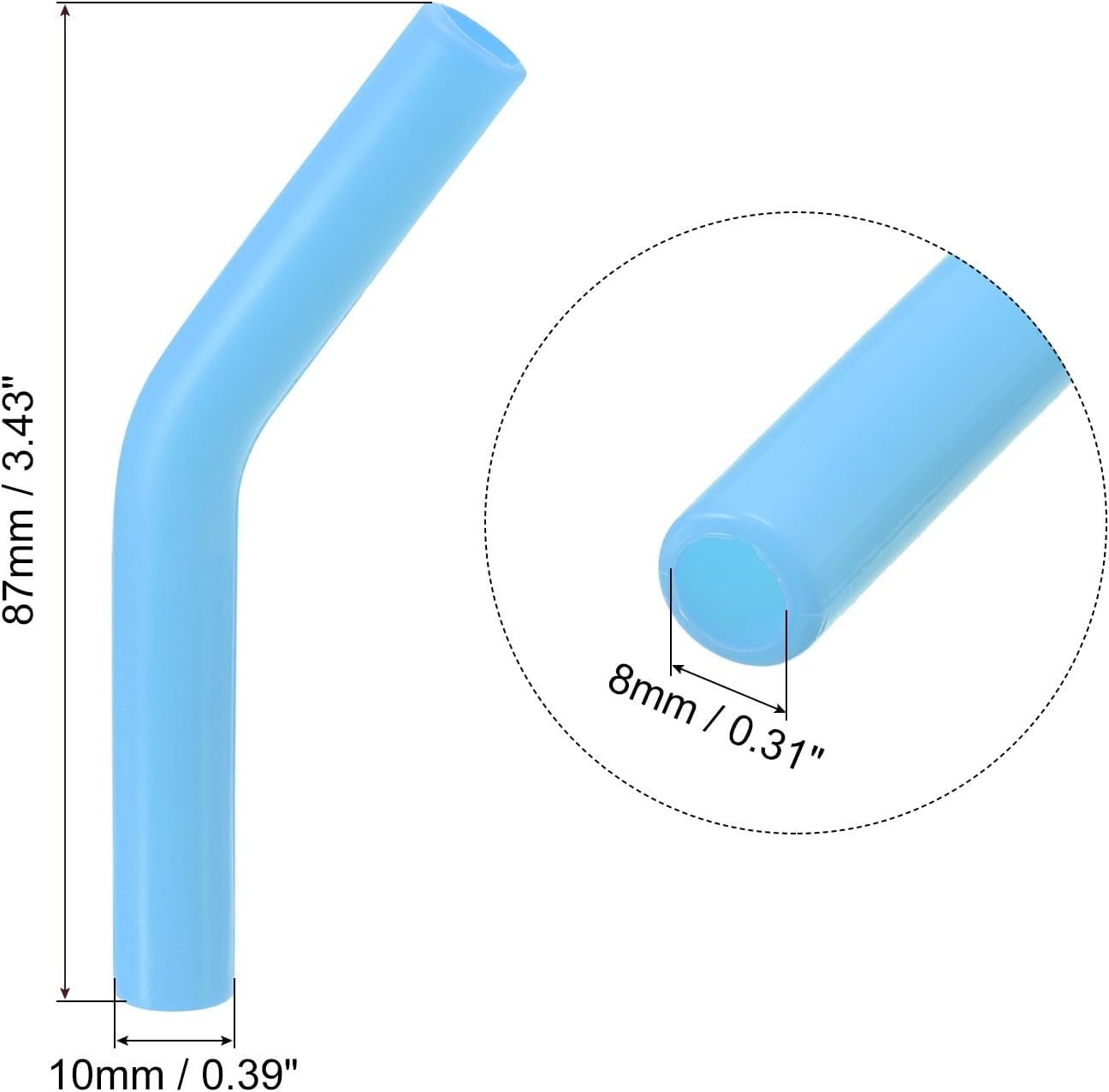 uxcell 12pcs Silicone Straw Tips, Silicone Straw Elbows Tip, Soft Reusable Metal Straw Covers Fit for 8mm/0.31" OD Stainless Steel Straws, Sky Blue