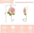 Beautiful Pink Flower Decorative Wall Hook, Fancy Cute Handmade Resin Rose Robe - Image 2