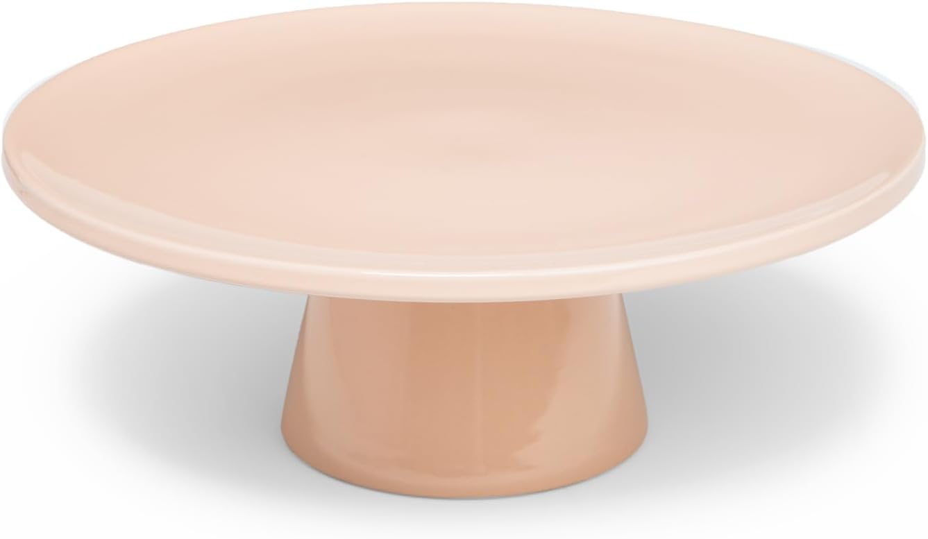The Cake Stand -10 Inch Ceramic Pedestal Cake Stand with Gloss Finish - Modern Display for Cakes, Cupcakes, Cookies & More - Perfect for Weddings, Birthdays & Baby Showers (Rose)