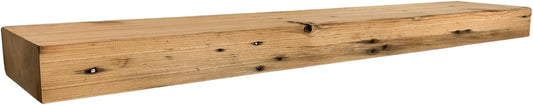 Modern Timber Craft Reclaimed Wood Steel Floating Wall Shelf | Solid Rustic American Barnwood with Steel Floating Shelf Brackets | 2.75" Thickness | 30" L x 5" D, Unfinished, Planed and Sanded