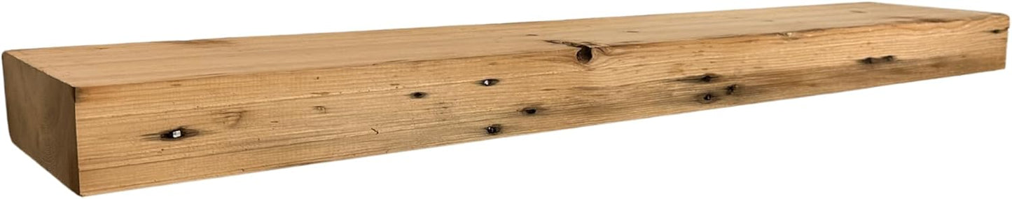 Modern Timber Craft Reclaimed Wood Wall Shelf | Solid Rustic American Barnwood with Steel Floating Shelf Brackets | 2.75" Thickness | 24" L x 8" D, Unfinished, Planed and Sanded