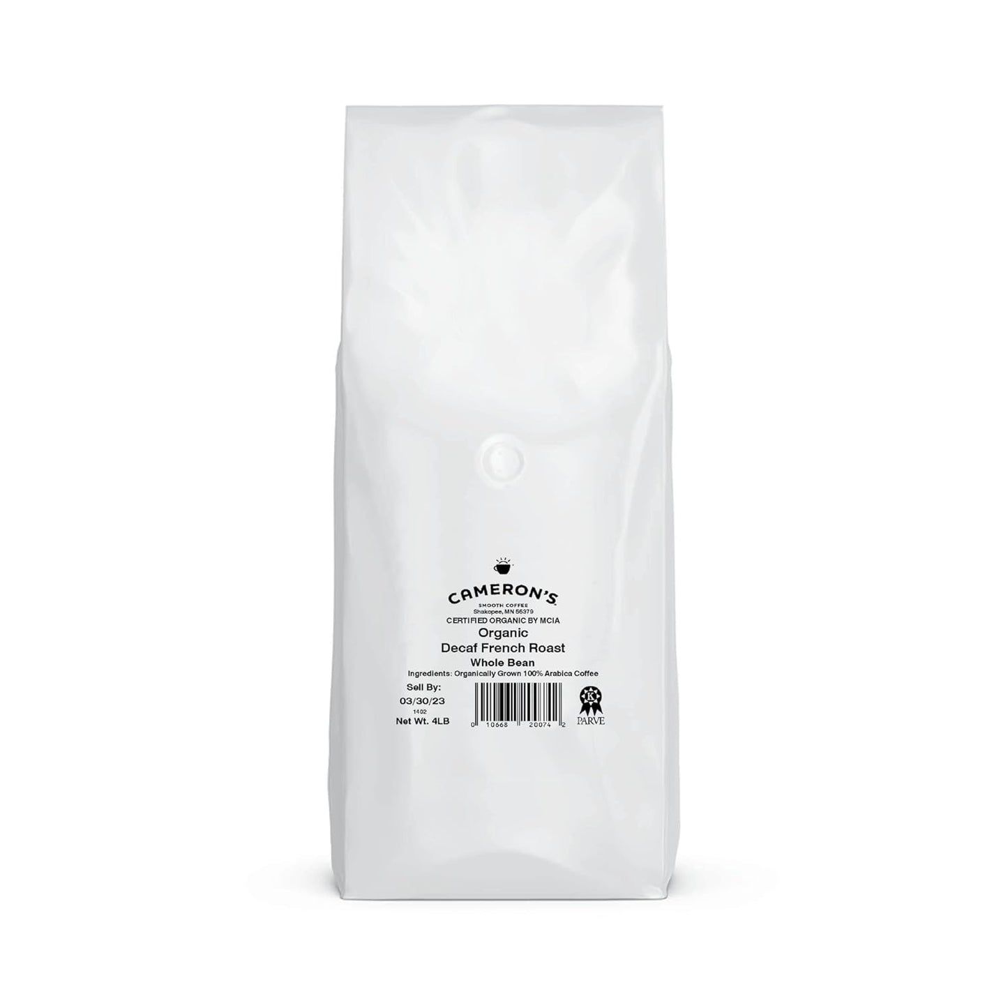 Cameron's Coffee Roasted Whole Bean Coffee, Organic Decaf French Roast, 4 Pound