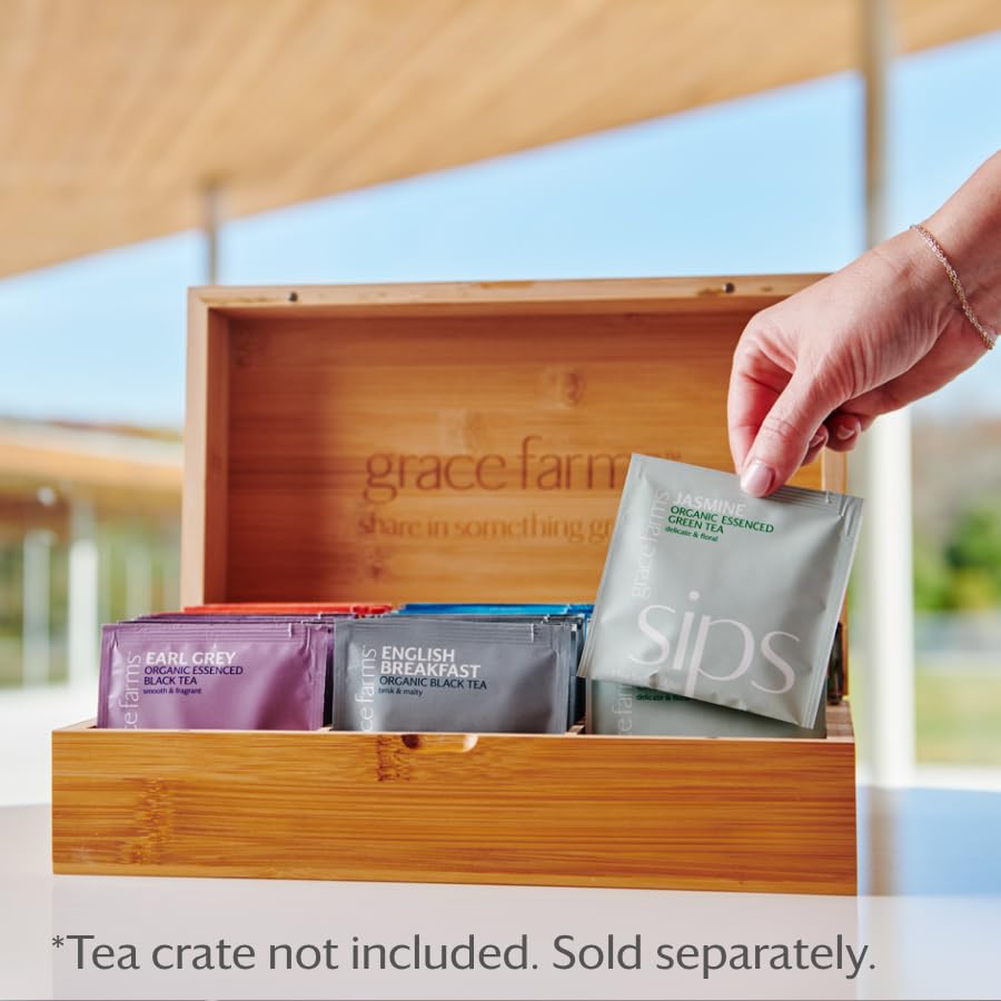 Grace Farms Organic English Breakfast Black Tea, (100 Enveloped Pyramid Sachets w/String & Tag) | Fairtrade & Kosher |Gives Back 100% of Profits