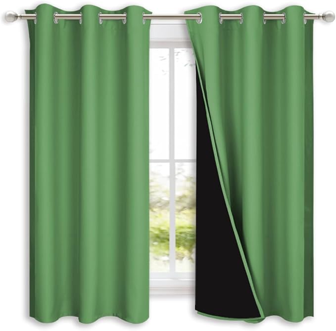 NICETOWN 100% Blackout Curtains 45 inches Long, Forest Green, 1 Pair, 42 inches by NICETOWN