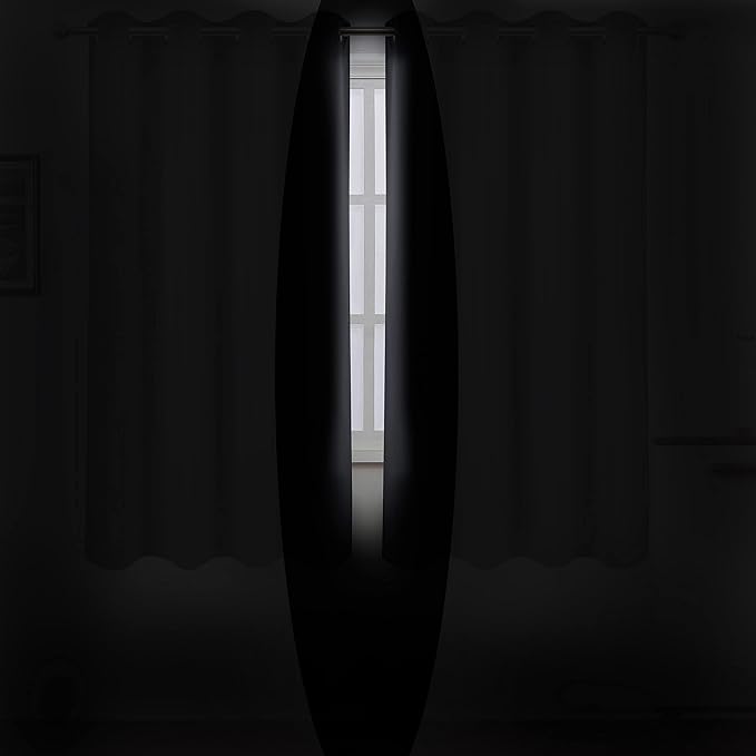 LEMOMO Black Thermal Blackout Curtains/52 x 54 Inch/Set of 2 Panels Room - Image 3