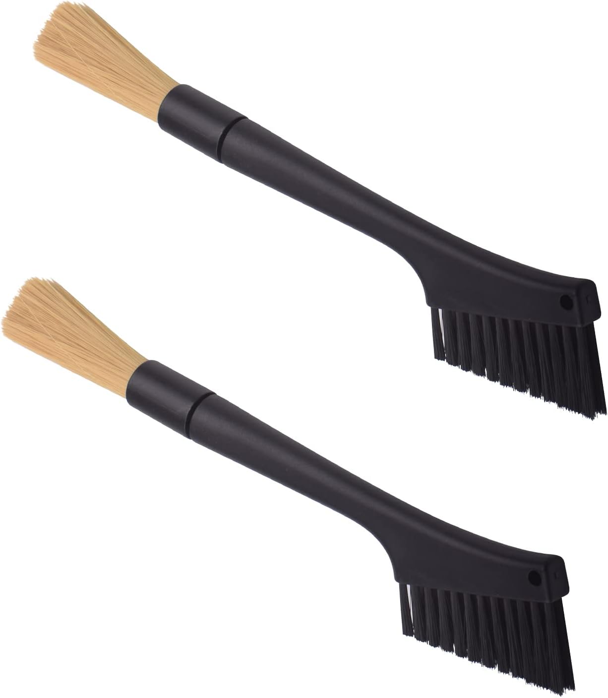 2 Pack Coffee Machine Cleaning Brush, Dual Purpose Dusting Espresso Grinder Brush, Black, Polypropylene, PET Bristles