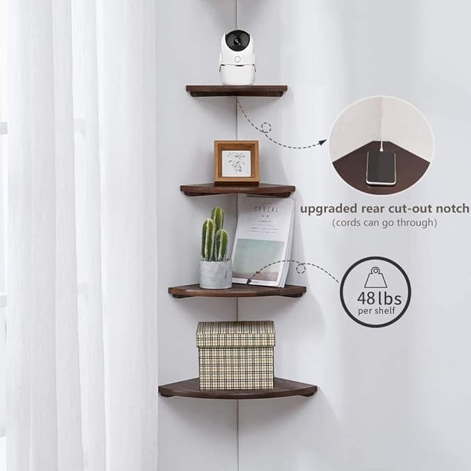 Corner Shelves, Floating Corner Shelf, Round End - Image 2