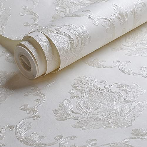 Vintage Embossed Textured Floral Traditional Wallpaper Cream White Decorative by Kamildecor
