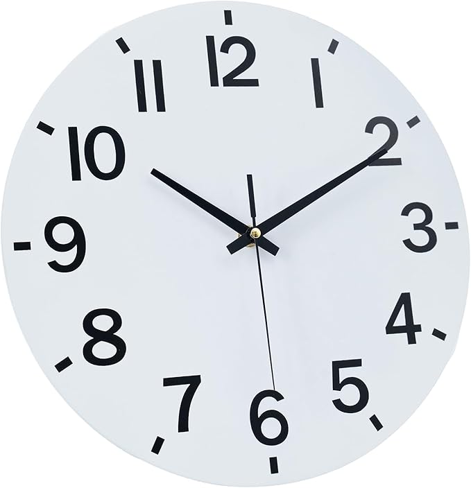 HZDHCLH Wall Clock 10 Inch Silent Non Ticking Wood Battery Operated White - Image 6