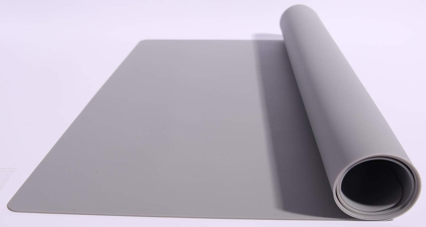 23.62" by 15.75" Extra Large Mulitpurpose Silicone Placemat,Countertop Protector, Kitchen Counter Mat, Table Mat, Heat Resistant, Washable, Non Slip (Gray)…