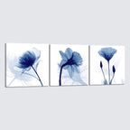 Wieco Art Blue Flowers 3 Panels Canvas Print Wall Art Modern Pictures Artwork by WiecoArt