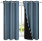 NICETOWN 100% Blackout Curtains 45 inches Long, Smoky Blue, 1 Pair, 42 inches by NICETOWN