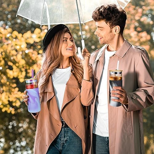 Tronco 20 oz Glass Tumbler with Straw and Lid- Glass Cup with Lid and Straw, Iced Coffee Cup Reusable, Smoothie Cups, Bamboo Lid and Protective Silicone Sleeve - BPA-Free