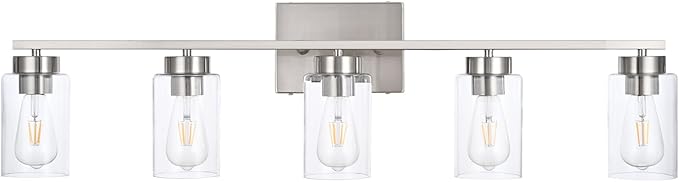 5 Light Bathroom Vanity Light Fixtures, Brush Nickel Modern Wall Lights - Image 2