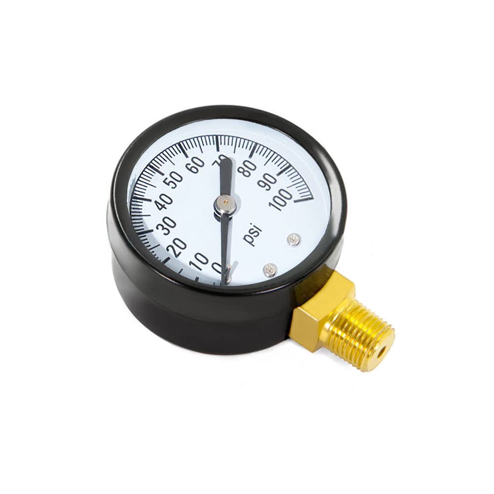 1/4" NPT 100Psi Steel Economical All Purpose Pressure Gauge with Brass Internals 2" Dial Display Bottom Mount