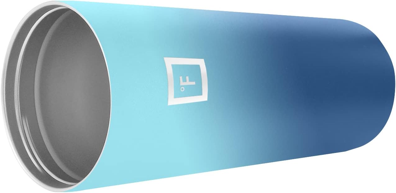 IRON °FLASK Classic Tumbler - Vacuum Insulated Stainless Steel Water Bottle, Double Walled, Drinking Cup, Insulated Travel Mug (Blue Waves, 24 oz Solid Lid)