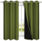 NICETOWN 100% Blackout Curtains 54" Long, Olive Green, 1 Pair, Double-Deck by NICETOWN