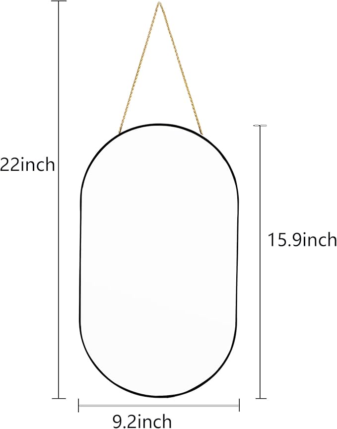 9.2x15.9 inch Black Mirror Oval, Wall Mirror Door Mirror PVC Plastic Frame - Image 4
