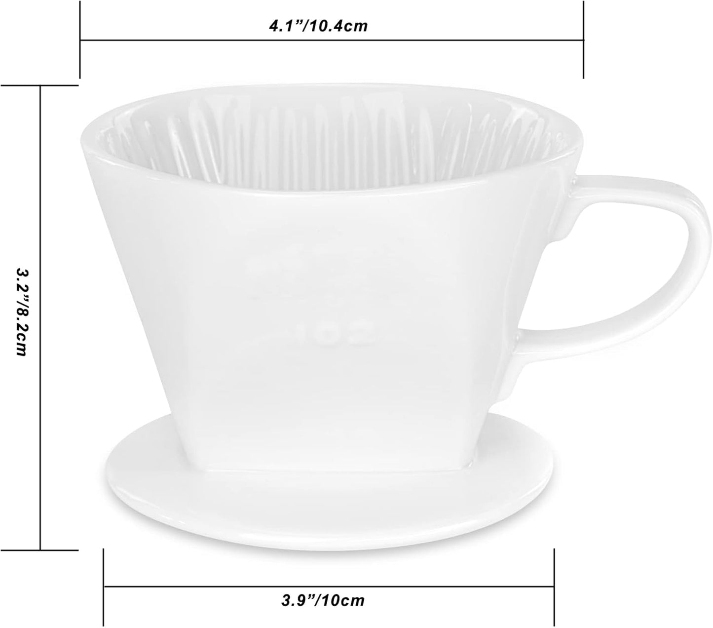 Pour Over Ceramic - Coffee Dripper with 3 Holes Flat Bottom, Porcelain Slow Filter Cone for Travel, Camping, Office, Home, Coffee Maker Brew