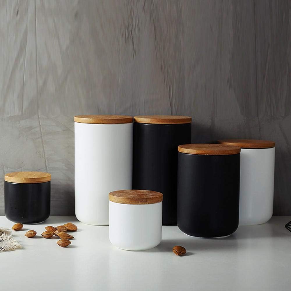 Food Storage Canister, Ceramic Kitchen Canisters with Airtight Seal Bamboo Lid, Food Storage Jar for Tea, Coffee Bean, Spice, Sugar 260ml/ 800ml/ 1000ml (1000ml-10.3 x 18.2cm)