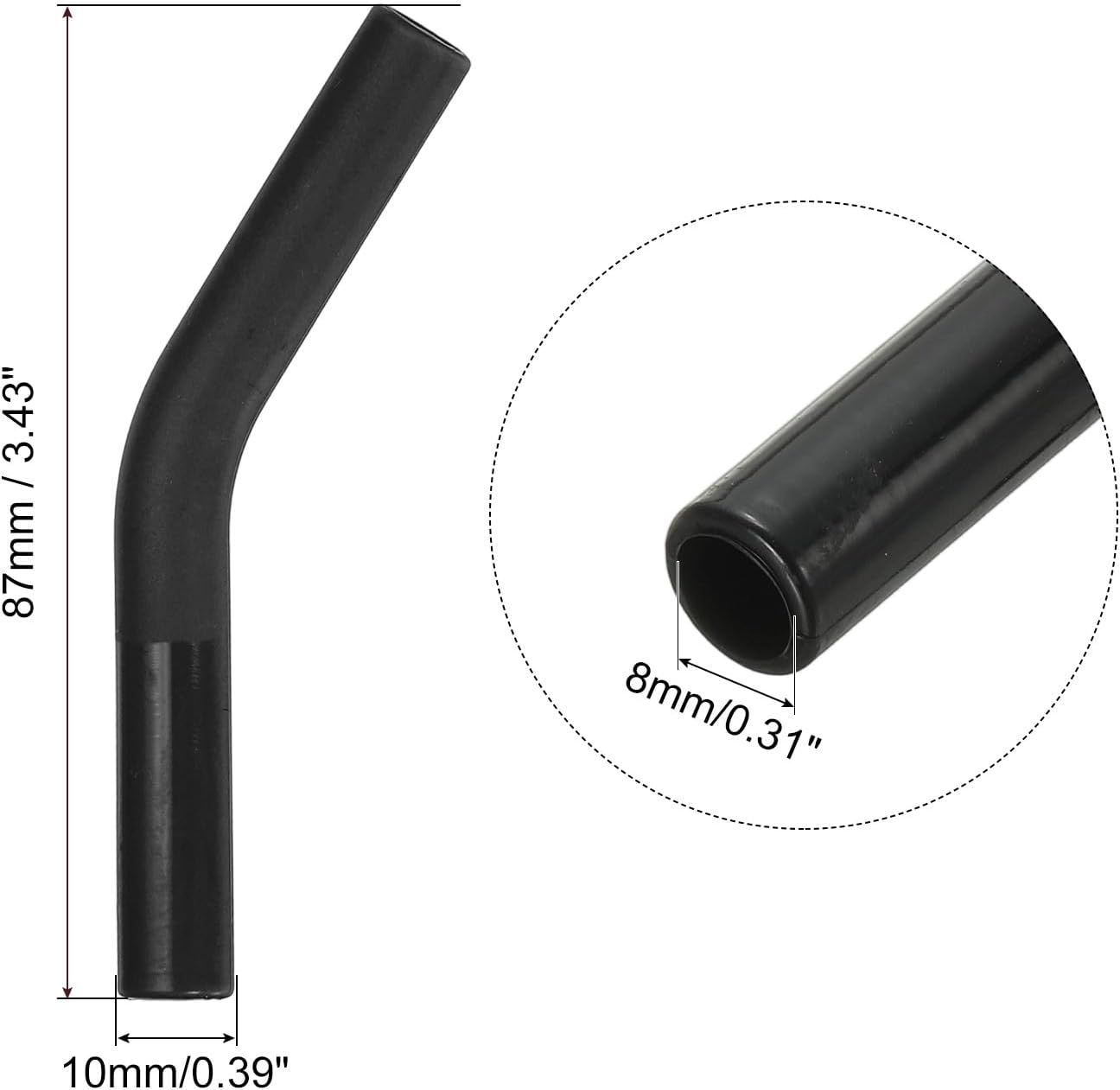 uxcell 4Pcs Silicone Straw Tips, Silicone Straw Elbows Tip, Soft Reusable Metal Straw Covers Fit for 8mm/0.31" OD Stainless Steel Straws, Black