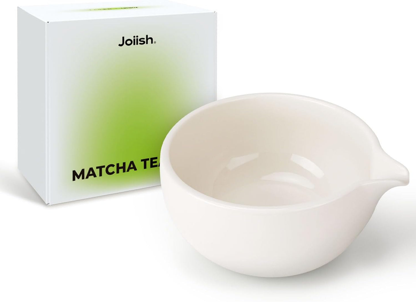 Traditional Matcha Bowl with Spout, Ceramic Matcha Tea Bowl (Chawan), Matcha Mixing Bowl for Whisking Matcha, Ivory White (18 Ounce)