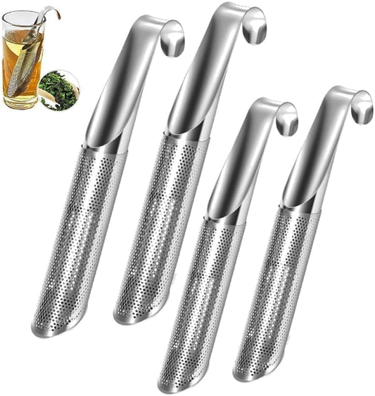 Stainless Steel Tea Diffuser, 2025 New Tea Artifact Creative Pipe Tea Infuser Mesh Strainer with Hanging Hook Handle, Universal Fine Holes Tea Interval Diffuser for Loose Tea Leaf Coffee Etc (4)