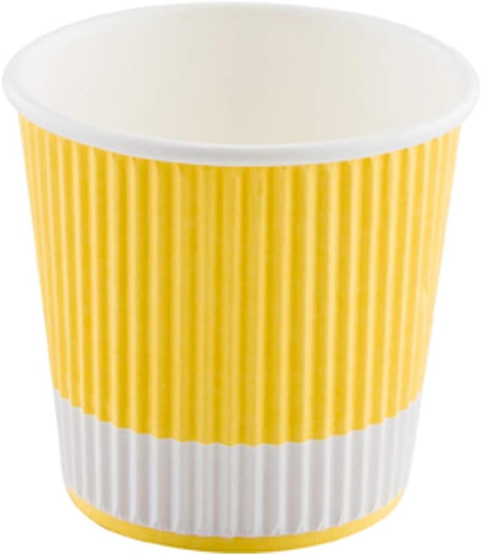 4 oz Light Yellow Paper Coffee Cup - Ripple Wall - 2 1/2" x 2 1/2" x 2 1/4" - 500 count box