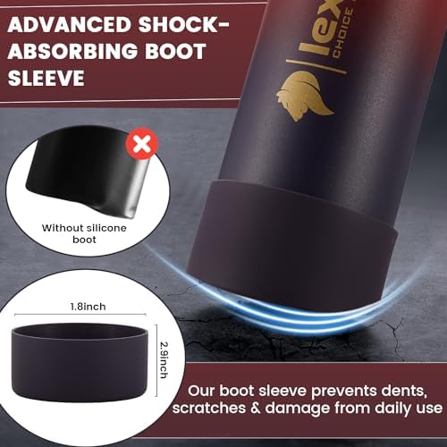 Lexlion 22 Oz Triple Walled Insulated Stainless Steel Fruit Infuser Water Bottle, 3 Lids, Silicone Sleeve, Leakproof, Dishwasher Safe