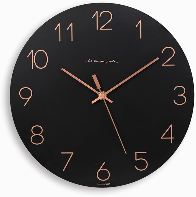 mooas Flatwood Black Wall Clock by mooas