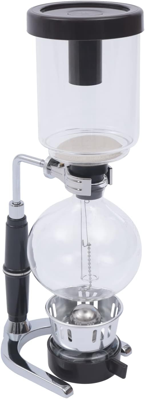 Vacuum Coffee Pot, 5 Cups(500ml), Siphon Syphon Coffee Maker, Borosilicate Glass, Stainless Steel, Black