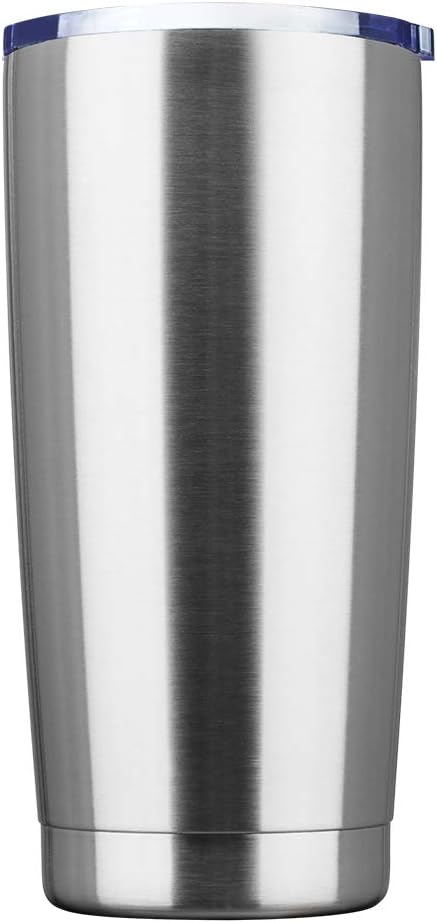 20oz Tumbler Bulk Stainless Steel Vacuum Insulated Tumblers with Lid Double Wall Travel Mug Powder Coated Coffee Cup, Suitable for Ice Drinks and Hot Beverage (Stainless steel 1pack)