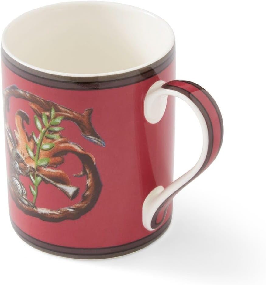 Spode Kit Kemp 12oz Mug, S Initial - Fine China Coffee Cup with Floral Alphabet Design, Custom Letter Mug for Unique Gift Giving - Personalized Kitchen Drinkware, Dishwasher Safe & Stylish