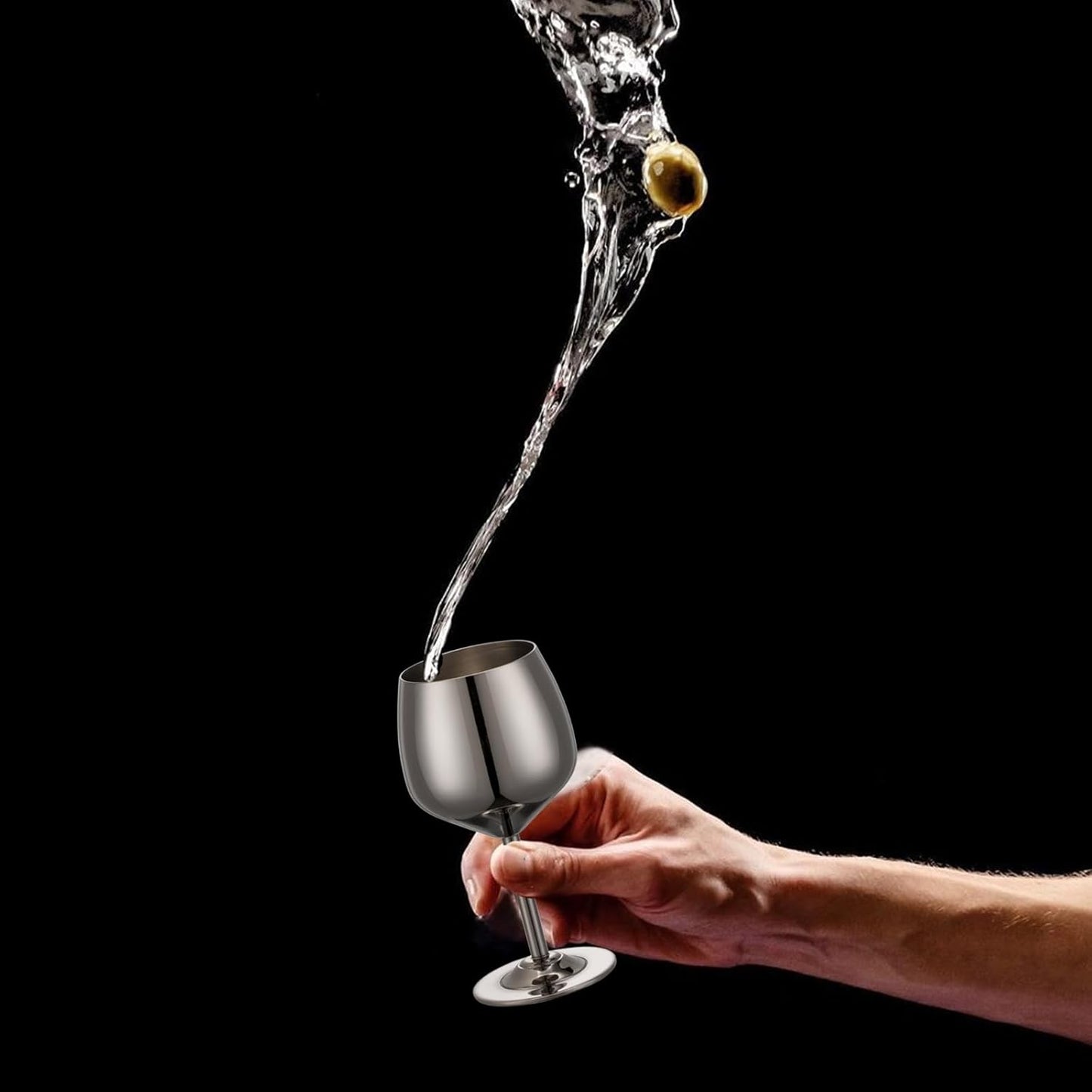 2 oz Shot Glasses, Stainless Steel Shot Glasses, Mini Wine Glass Perfect for Tasting Brandy,Suitable for family dinner party, party supplies, bar tools, gifts(set of 2) (Black)