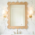CAALMA Scalloped Wall Mirror 24 x 36 Rectangular, Bathroom Mirror, Mirrors by CAALMACO