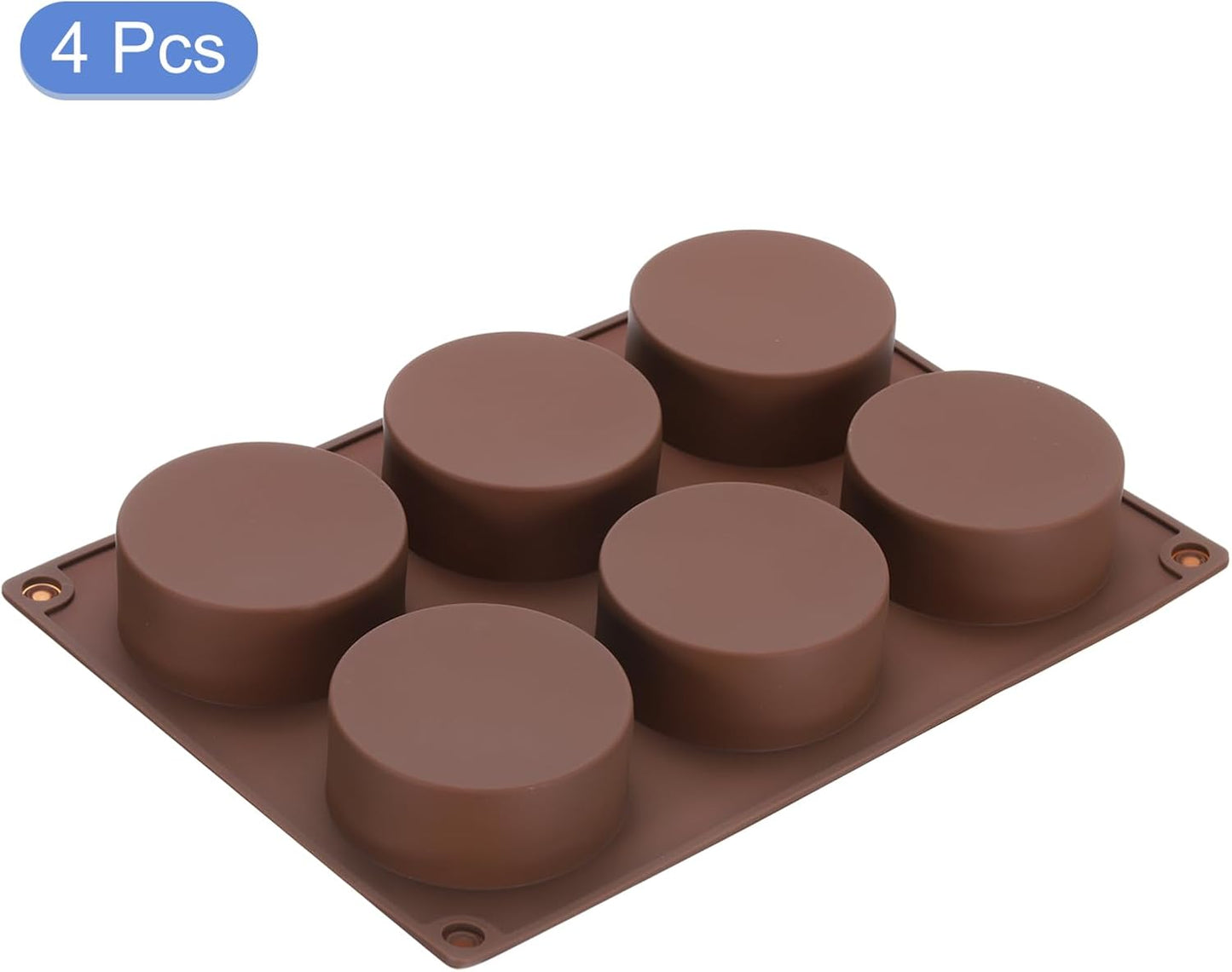 uxcell 4pcs Silicone Muffins Pan, 6 Cup Silicone Cupcake Pan Nonstick Baking Tray for Muffins, Cupcakes, Dishwasher Safe, Brown