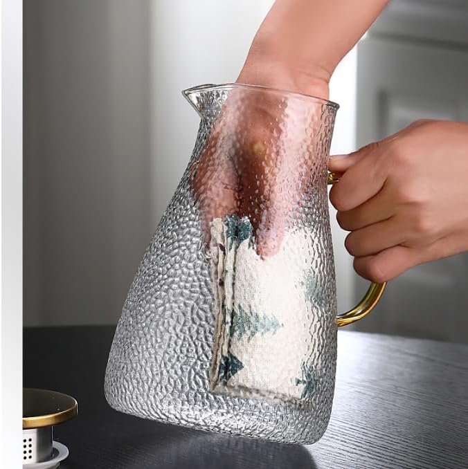 Xrrxy 2L/68oz Water Pitcher Glass Pitcher with Lid and Handle, Heat/Cold Resistant Borosilicate Glass Water Carafe for Coffee, Lemonade, Iced Tea,Beverage, Water Glass Jug