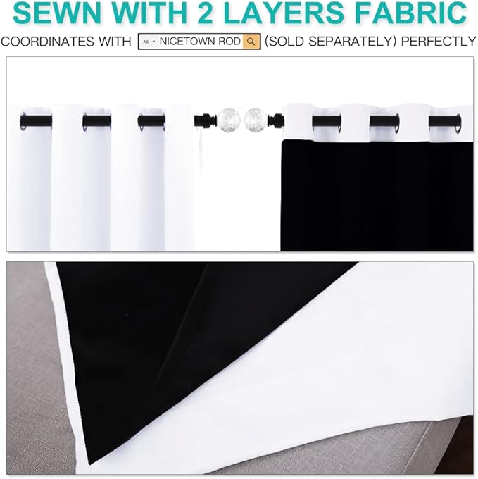 NICETOWN 100% Blackout Window Curtain Panels, Cold and Full Light Blocking - Image 5