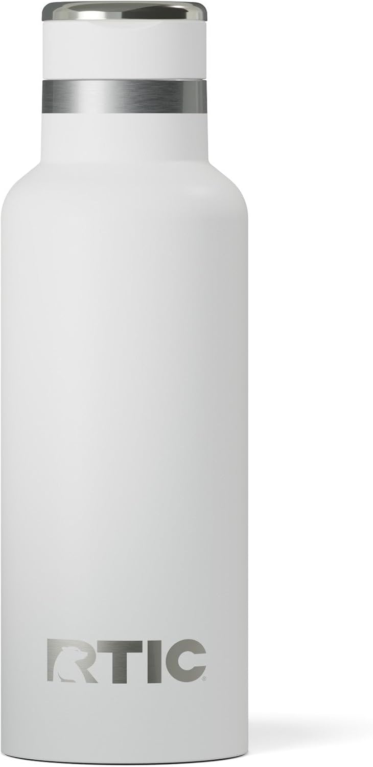 RTIC 16oz Journey Bottle Metal Stainless Steel Vacuum Insulated, BPA Free, Reusable, for Water, Hot and Cold Drinks, Travel, Sports, Camping, White