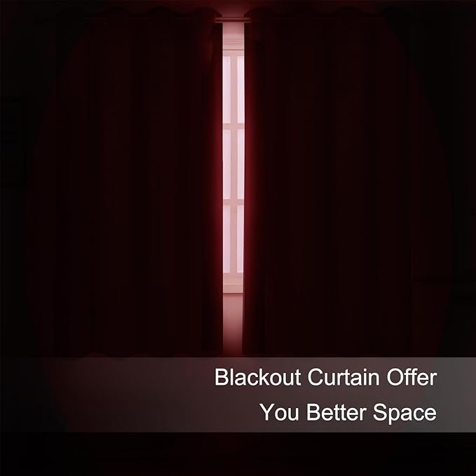 LEMOMO Blackout Curtains 66 x 72 Inch Long Bright Red Curtains Set of 2 Panels - Image 3