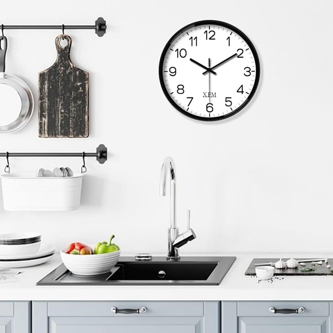 XFM Wall Clock 12 Inch Modern Small Wall Clocks Battery Operated Silent Non - Image 2