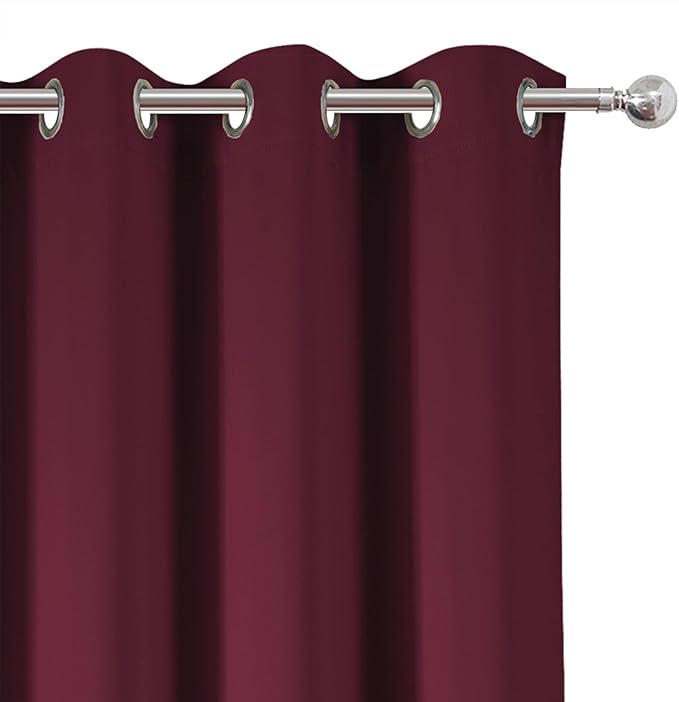 LEMOMO Blackout Curtains 66 x 54 Inch Long Burgundy Red Curtains Set of 2 - Image 6